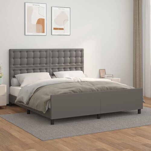 VidaXL Posteljni okvir z vzglavjem siv 180x200 cm umetno usnje Slike