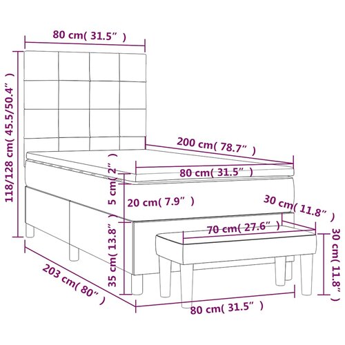 Box spring krevet s madracem tamnoplavi 80 x 200 cm bar&amp;scaron;unasti Slike