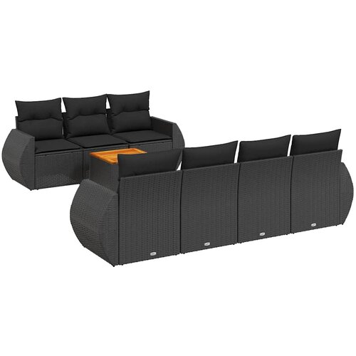  8-dijelni set vrtnih sofa od poliratana s jastucima crni Crna 70 x 62 x 69 cm Slike