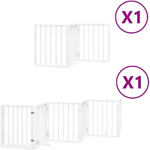  Vrata za pse s vrata&amp;scaron;cima 9 panela sklopiva 450 cm drvo topole Bijela 50 x 60 x 2 cm Slike
