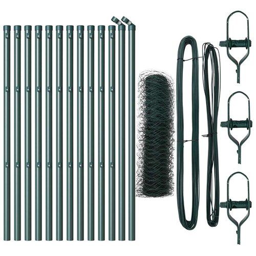  Heksagonalna Ograda Zelena 0.4x25 m Čelik  Stupovi Ograde 13 kom Zelena &Oslash;32 mm 80 cm Galvanizirani Čelik Cijene