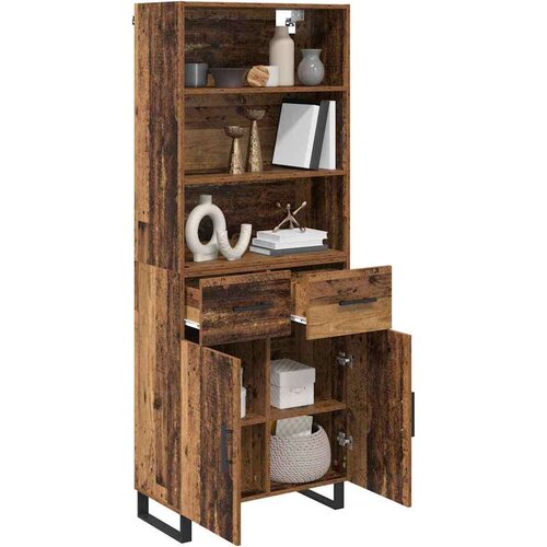 VidaXL Highboard s ladicama Staro drvo 69,5 x 34 x 180 cm Slike