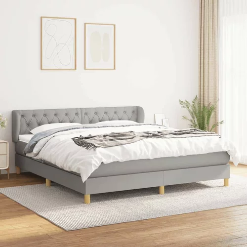  Box spring postelja z vzmetnico svetlo siva 160x200 cm žamet, (20791180)