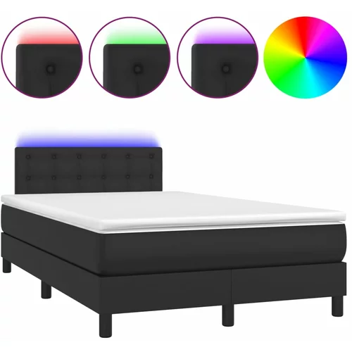 vidaXL Box spring postelja z vzmetnico LED črna 120x190 cm um. usnje, (21111648)