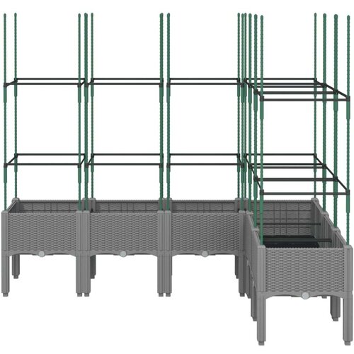  Vrtna sadilica s re&amp;scaron;etkom svjetlosiva 120x120x142 5 cm PP Slike