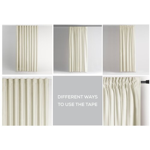 Restilo Kremno bela žametna zavesa za delno zatemnitev 140x270 cm Pleat &amp;ndash; Slike