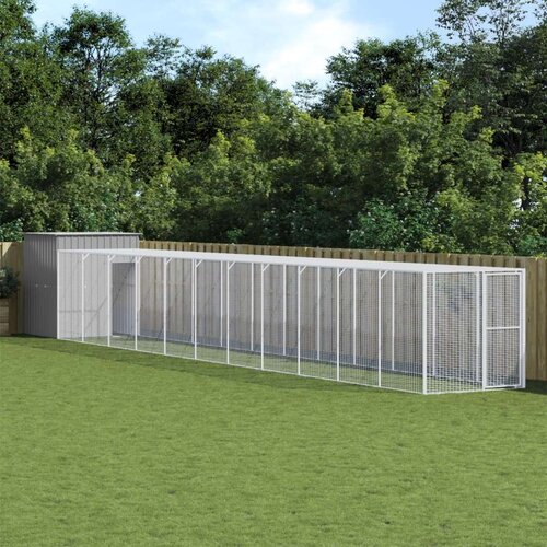  Kavez za koko&amp;scaron;i s igrali&amp;scaron;tem svjetlosivi 165x1271x181cm čelični Slike