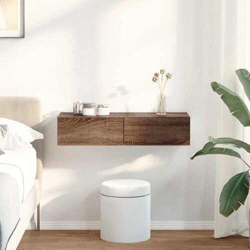 vidaXL Zidna polica s ladicama smeđi hrast 80x33x17 cm izrađeno drvo Cijene