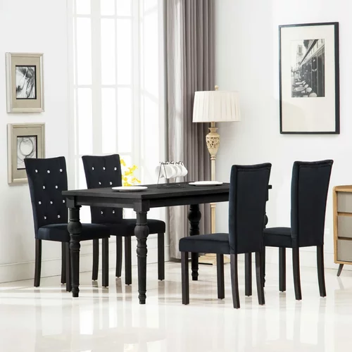 vidaXL Jedilni stoli 4 kosi črn žamet, (20624616)