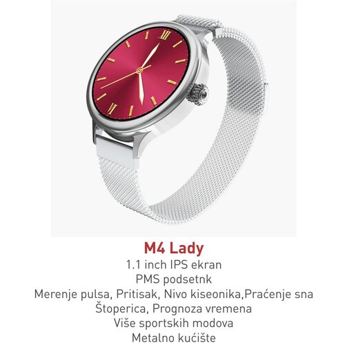 Smart Watch lady M4 (metalna narukvica) srebrna pametni sat Slike