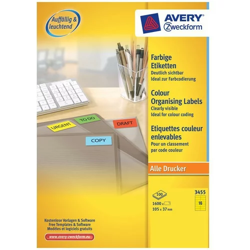 Avery Zweckform Etikete za označevanje, rumene 105 x 37 mm