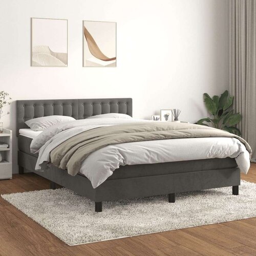 Box spring posteljni z vzmetnico temno siv 140x190 cm žamet, (20791608) Slike