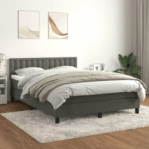  Box spring posteljni z vzmetnico temno siv 140x190 cm žamet, (20791608)