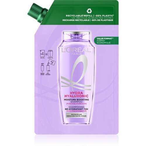 L&amp;acute;Or&amp;eacute;al Paris Elseve Hyaluron Plump hidratantni &amp;scaron;ampon s hijaluronskom kiselinom Refill 500 ml Slike