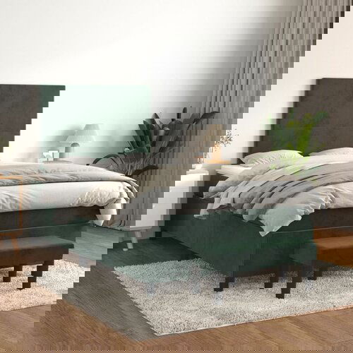 VidaXL Box spring krevet s madracem tamnozeleni 120x200 cm bar&amp;scaron;unasti Slike