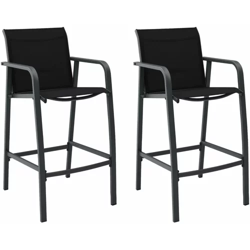  Vrtne barske stolice 2 kom crne od tekstilena