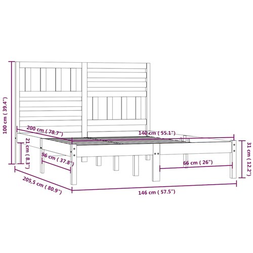  Okvir za krevet od masivne borovine bijeli 140 x 200 cm Slike