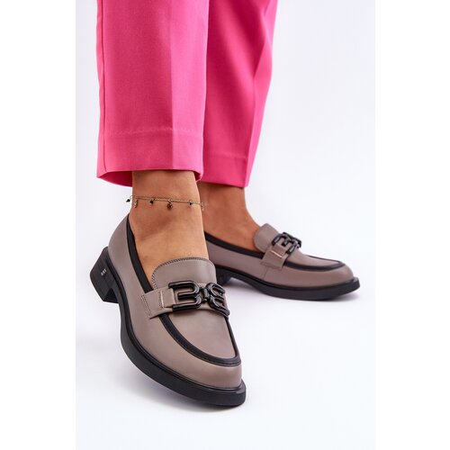 VINCEZA Elegant Leather Women&amp;#039;s Moccasins Dark Beige Triana Slike