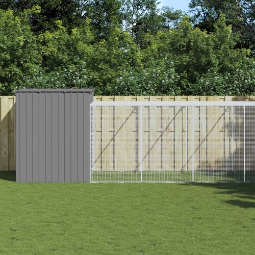 VidaXL Kućica za pse s igrali&amp;scaron;tem svjetlosiva 214x1273x181 cm čelična Slike