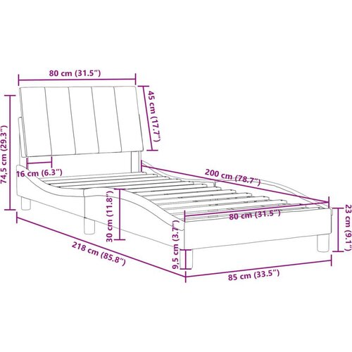  Okvir za krevet s uzglavljem tamnosivi 80x200 cm bar&amp;scaron;unasti Slike