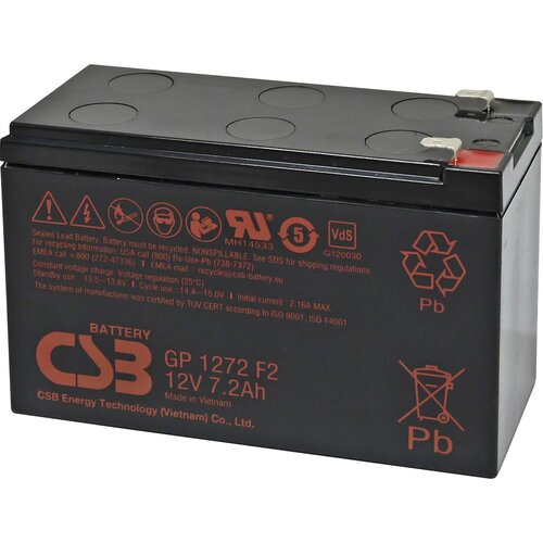 CSB Battery GP 1272 Standby USV GP1272F2 svinčeni akumulator 12 V 7.2 Ah svinčevo-koprenast (ŠxVxG) 150 x 97 x 65mm ploščati vtič, 6,35mm brez vzdržev, (20438111) Cene