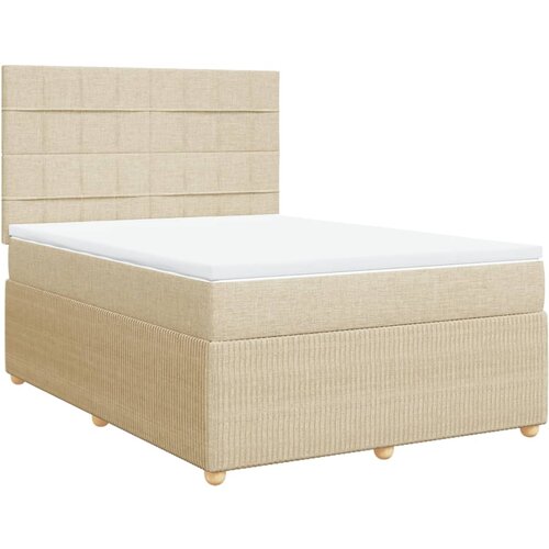 vidaXL Box spring postelja z vzmetnico krem 160x200 cm blago, (21306843) Cene