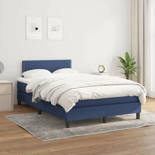  Box spring postelja z vzmetnico moder 120x200 cm blago, (20725435)