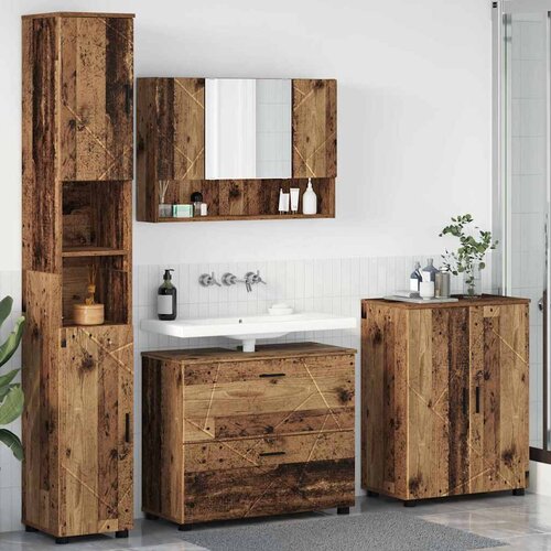  Set namje&scaron;taja za kupaonicu 4 kom. Staro drvo 35 x 30 x 192 cm Cijene