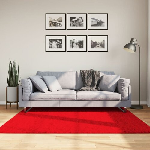 VidaXL Preproga OVIEDO s kratkimi vlakni rdeča 160x160 cm Slike