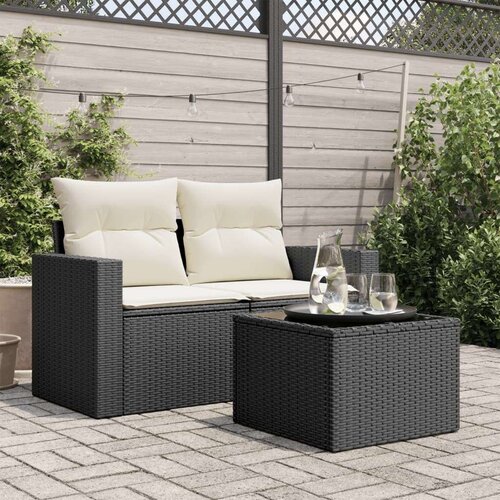 VidaXL vrtni stol sa staklenom pločom crni 55x55x37 cm od poliratana Slike
