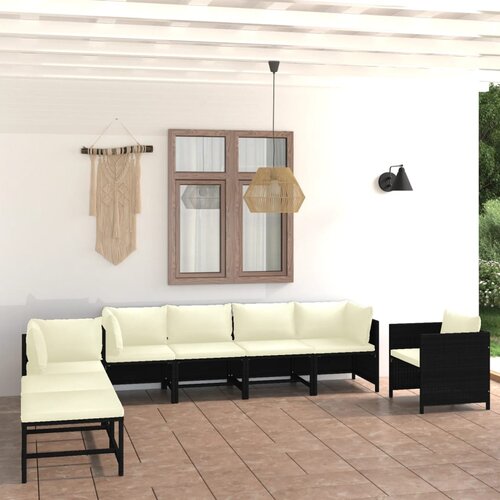 The Living Store Vrtna sedežna garnitura z blazinami 8-delna poli ratan črna - Vrtna Sedežna Garnitura, (21467609) Slike