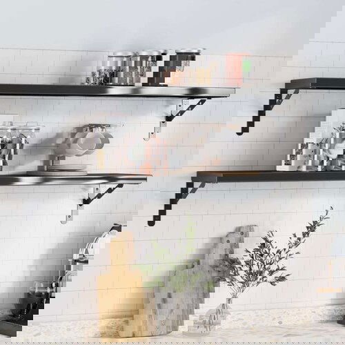  Zidne police 2 kom 100 x 23 5 cm crne nehrđajući čelik Cijene