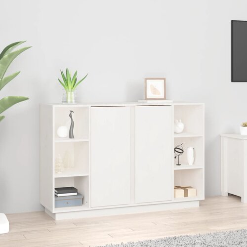The Living Store Komoda bela 120x35x80 cm trdna borovina - Komoda, (21662629) Slike