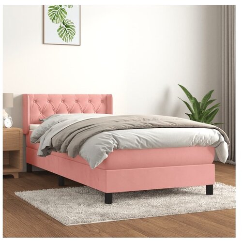 vidaXL Box spring postelja z vzmetnico roza 80x200 cm žamet Cene