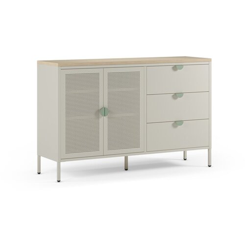 Marckeric Kremno bela/v naravni barvi kovinska komoda 140x90x40 cm Sayla &amp;ndash; Slike