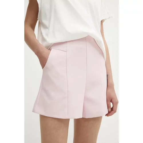 Answear Lab Kratke hlače za žene, boja: ružičasta, bez uzorka, visoki struk