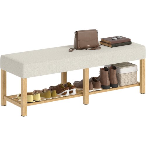 HOMCOM klop za čevlje kavčukov les, poliester 140D x 44&Scaron; x 48V cm krem, (5000235473) Cene