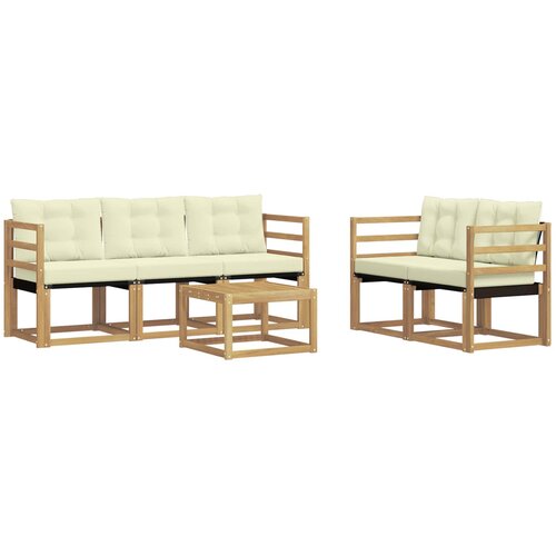 vidaXL Zunanja garnitura za sedenje z blazino 6 pcs Bela in krem, (5000282698) Cene