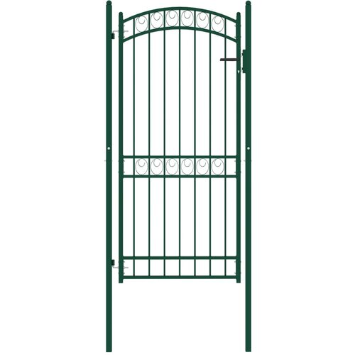 vidaXL Vrata za ograjo zaobljena jeklo 100x200 cm zelena Cene