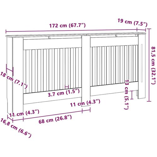 VidaXL pokrivač radijatora 2 pcs smeđa 172 x 19 x 81.5 cm Slike