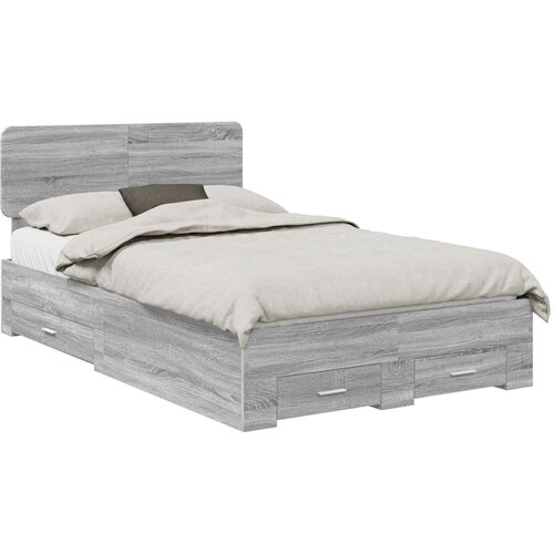 vidaXL Konstrukcija postelje Siva Sonoma 135 x 190 cm Konstruiran les, (5000102986) Cene