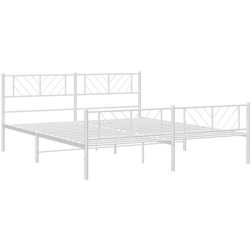 VidaXL Metalni okvir kreveta uzglavlje i podnožje bijeli 193x203 cm Slike