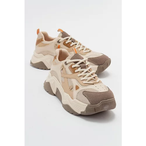 LuviShoes LECCE Women's Beige-Brown Sports Shoes