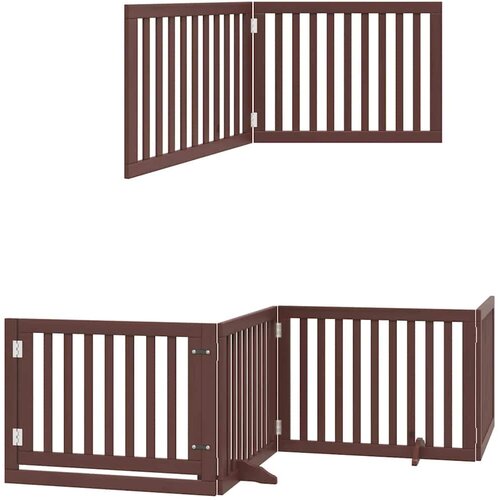  Vrata za pse s vrata&amp;scaron;cima 10 panela sklopiva 800 cm drvo topole Smeđa 80 x 60 x 2 cm Slike