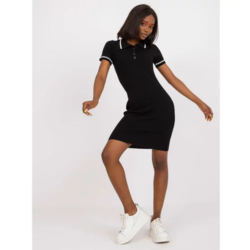 Fashion Hunters Black fitted mini dress with short sleeves