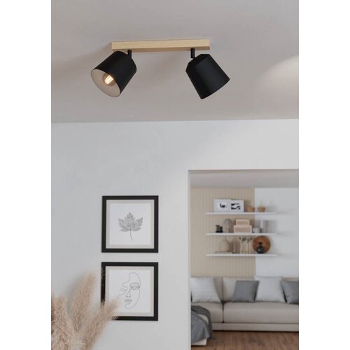 Eglo reflektor Cotorro 900432, 2x E27, dužina 54 cm, drvo i crna Cene