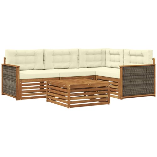 vidaXL Zunanja garnitura za sedenje z blazino 5 pcs Naravna in smetana, (5000282546) Cene