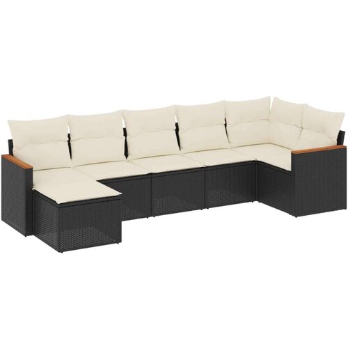 VidaXL 7-dijelni set vrtnih sofa od poliratana s jastucima crni Slike