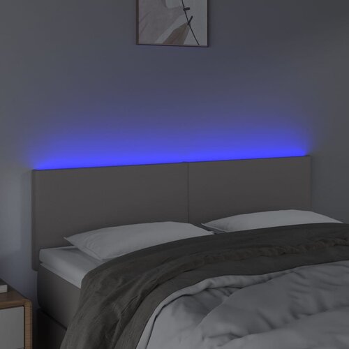  LED uzglavlje sivo 144 x 5 x 78/88 cm od umjetne kože Slike