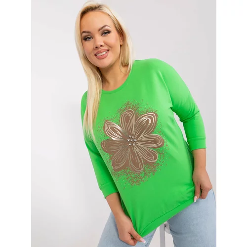 Fashion Hunters Light green plus size blouse with appliqués